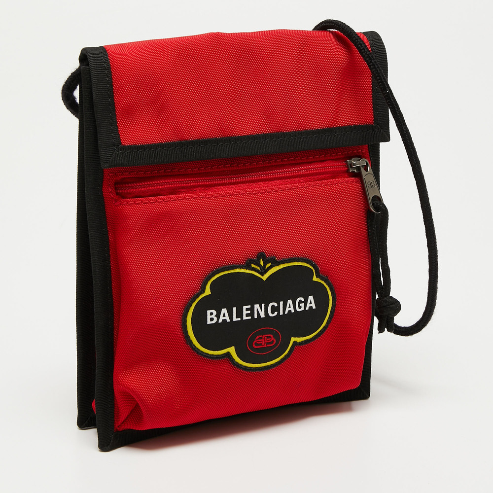 BALENCIAGA Black/Red Nylon Explorer Pouch Crossbody Bag - Picture 3 of 8